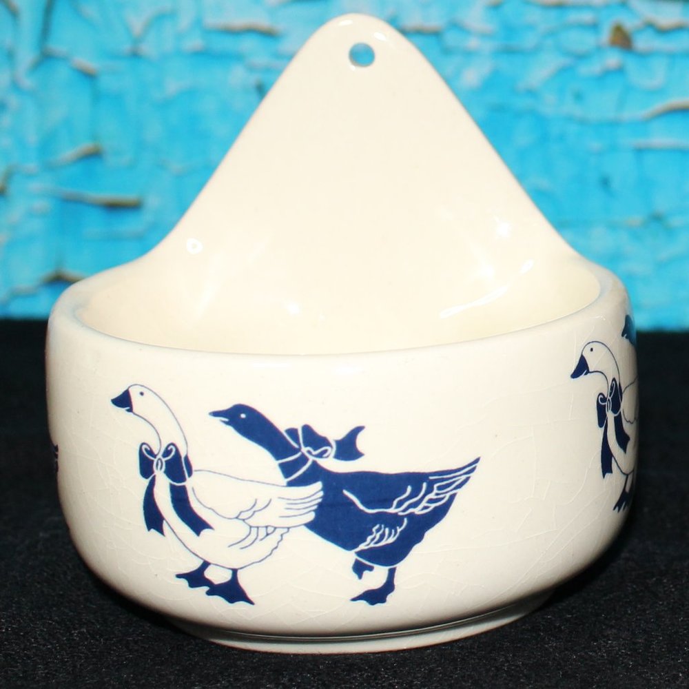 white Candle Holder Wall Sconce with Navy ducks